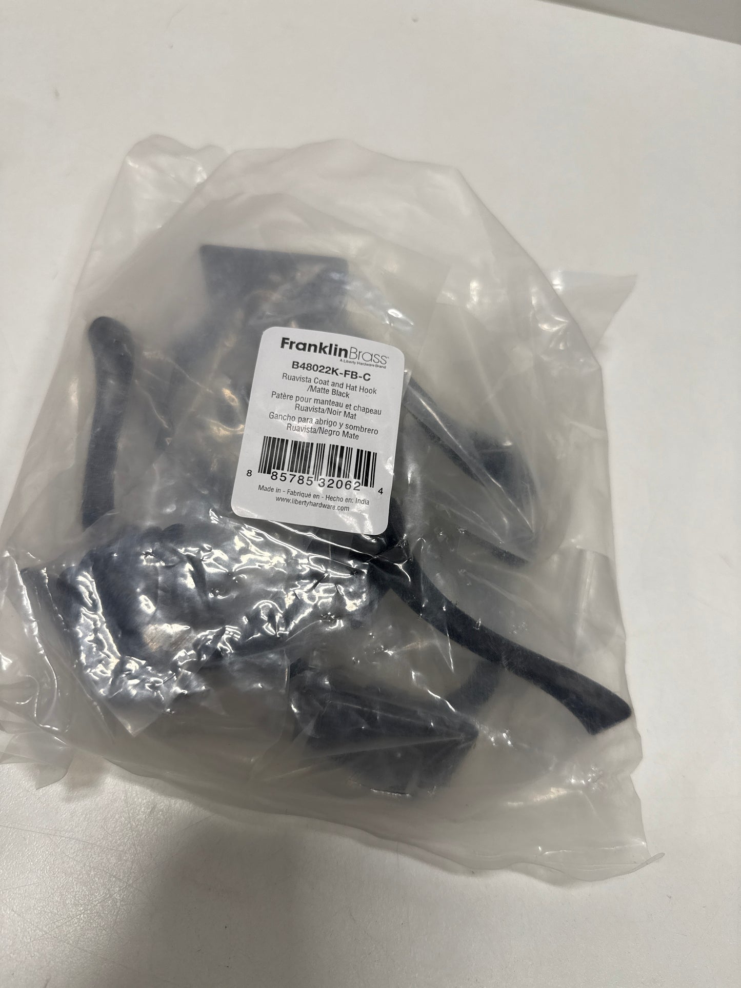 5 x Franklin Brass B48022K-C Ruavista 1-7/8 Inch Wide Coat and Hat Hook  Matte Black
