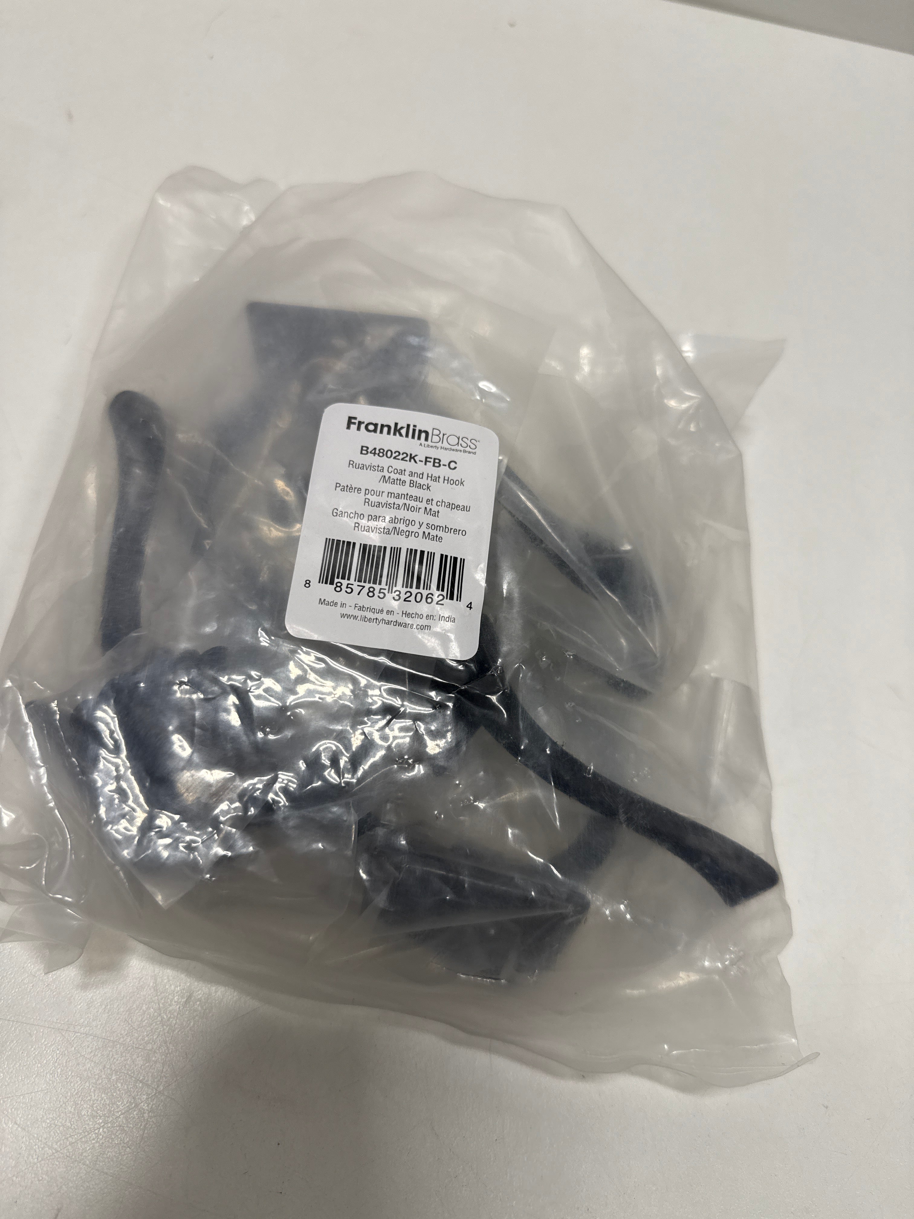 5 x Franklin Brass B48022K-C Ruavista 1-7/8 Inch Wide Coat and Hat Hook  Matte Black