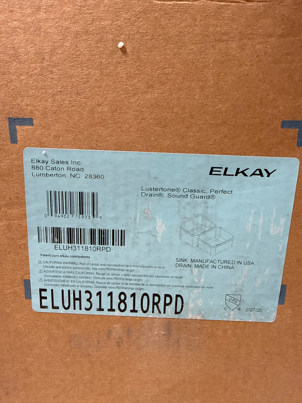 Elkay Lustertone ELUH311810RPD Equal Double Bowl Undermount Stainless Steel Sink with Perfect Drain