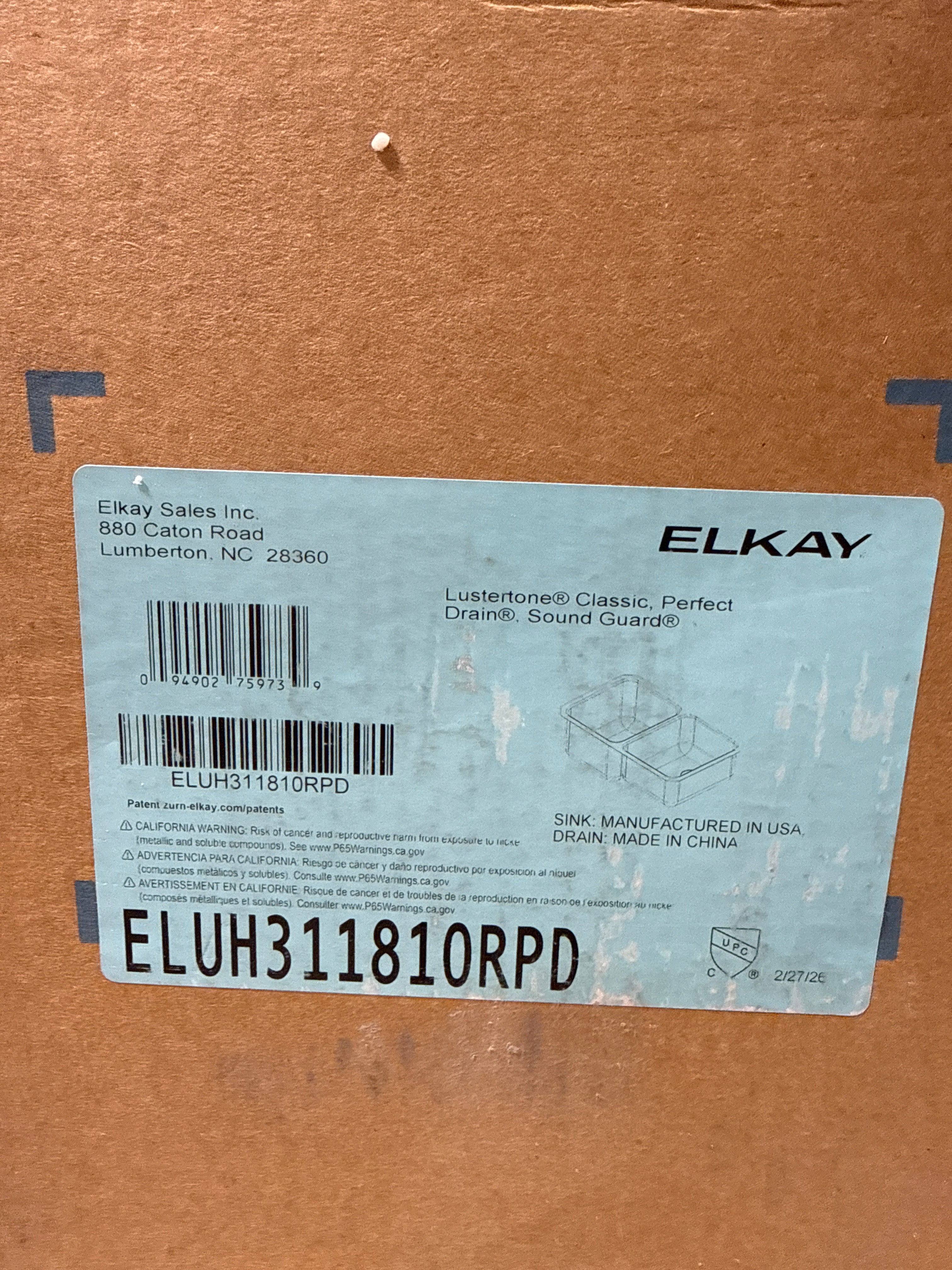 Elkay Lustertone ELUH311810RPD Equal Double Bowl Undermount Stainless Steel Sink with Perfect Drain