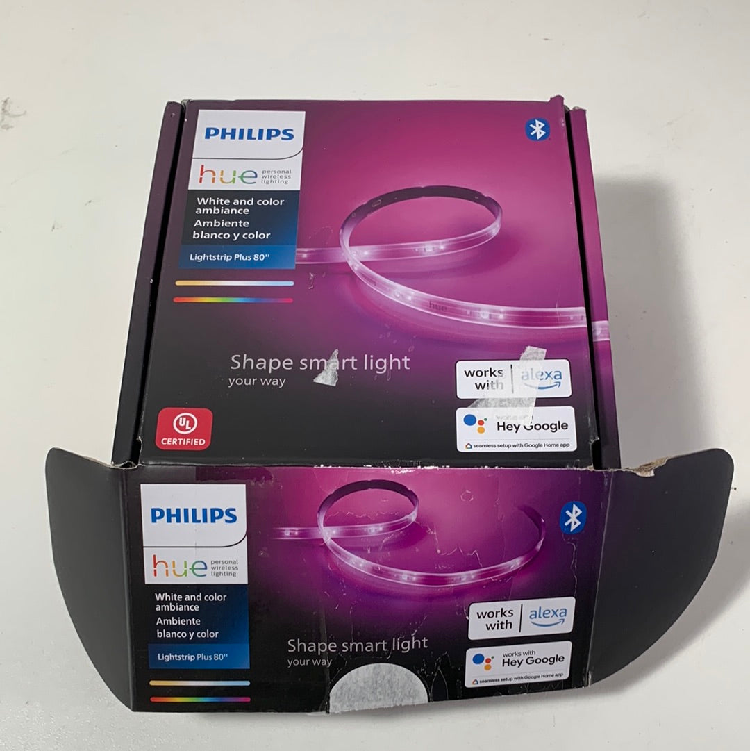 Philips Hue 555334 Lightstrip Plus 80” & Power Adapter Base Kit