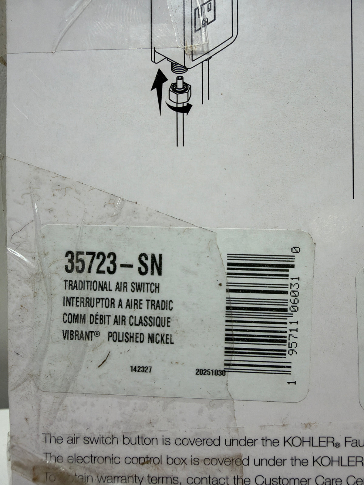 KOHLER K-35723-2BZ Garbage Disposal Air Switch Kit, Vibrant Polished Nickel
