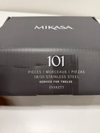Mikasa Everett 101-Piece 18/10 Stainless Steel Flatware Set, Service for 12