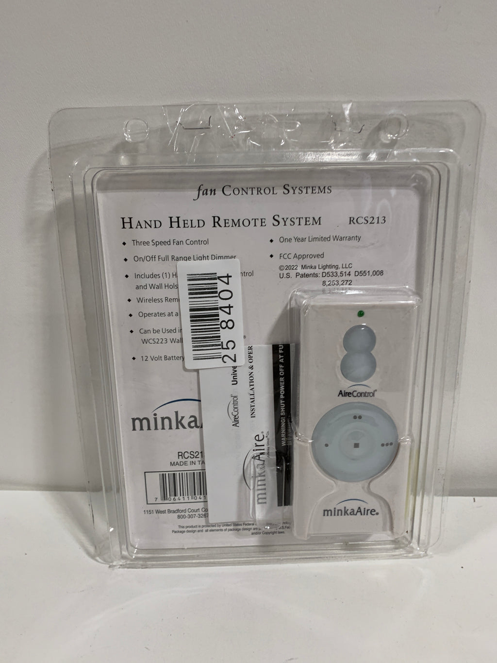 Minka Aire 3 Speed Light Dimming Fan Remote Control in White RCS213 - *Lighting & Electrical