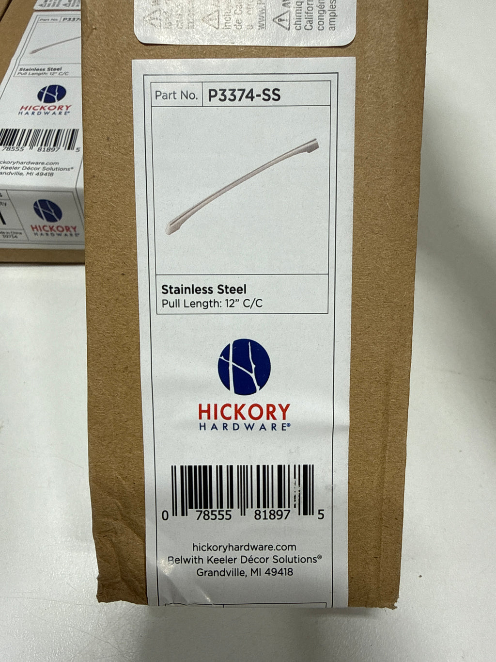 5 x Hickory Hardware P3374 Greenwich 12 Inch (305mm) Center to Center Sleek Cabinet Handle / Appliance Handle Stainless Steel