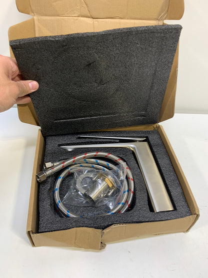 Bathroom Faucets One Hole,Faucet for Bathroom Sink,Bathroom Single Handle 1 Hole Vanity Basin Faucet,Extra Long Spout Lavatory Rv Bathroom Sinks Faucet Deck Mount,Brushed Nickel