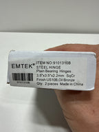 Emtek 91013US10B 3.5" x 3.5" Square Corner Plain Bearing Mortise Hinge - Pair, Oil Rubbed Bronze
