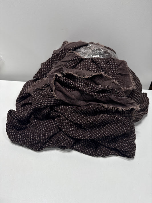 King Textured Waffle Coverlet Dark Fig - Casaluna