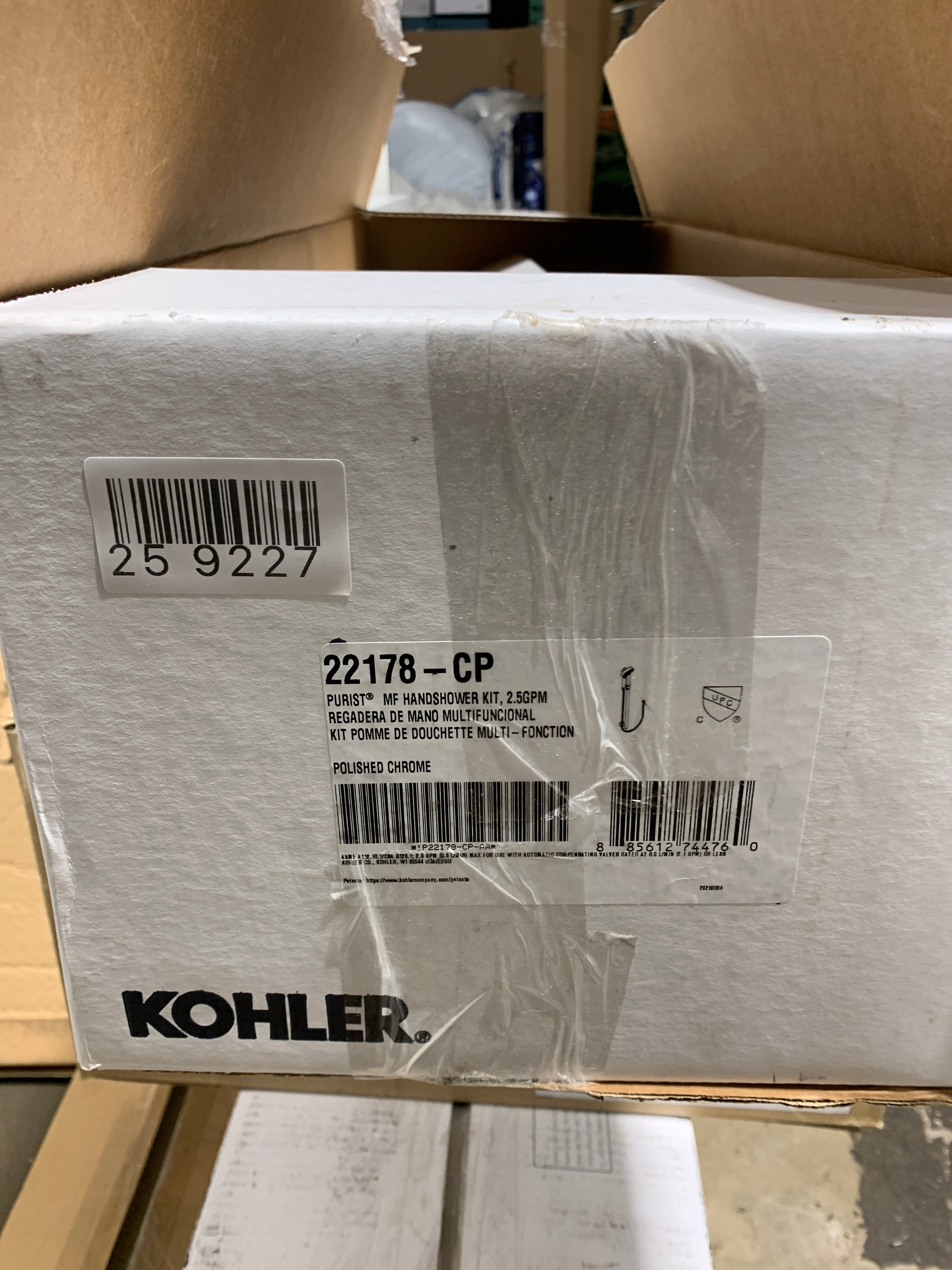 Kohler K-22178 Purist 2.5 GPM Multi Function Hand Shower Package - Includes Slide Bar and Hose Polished Chrome