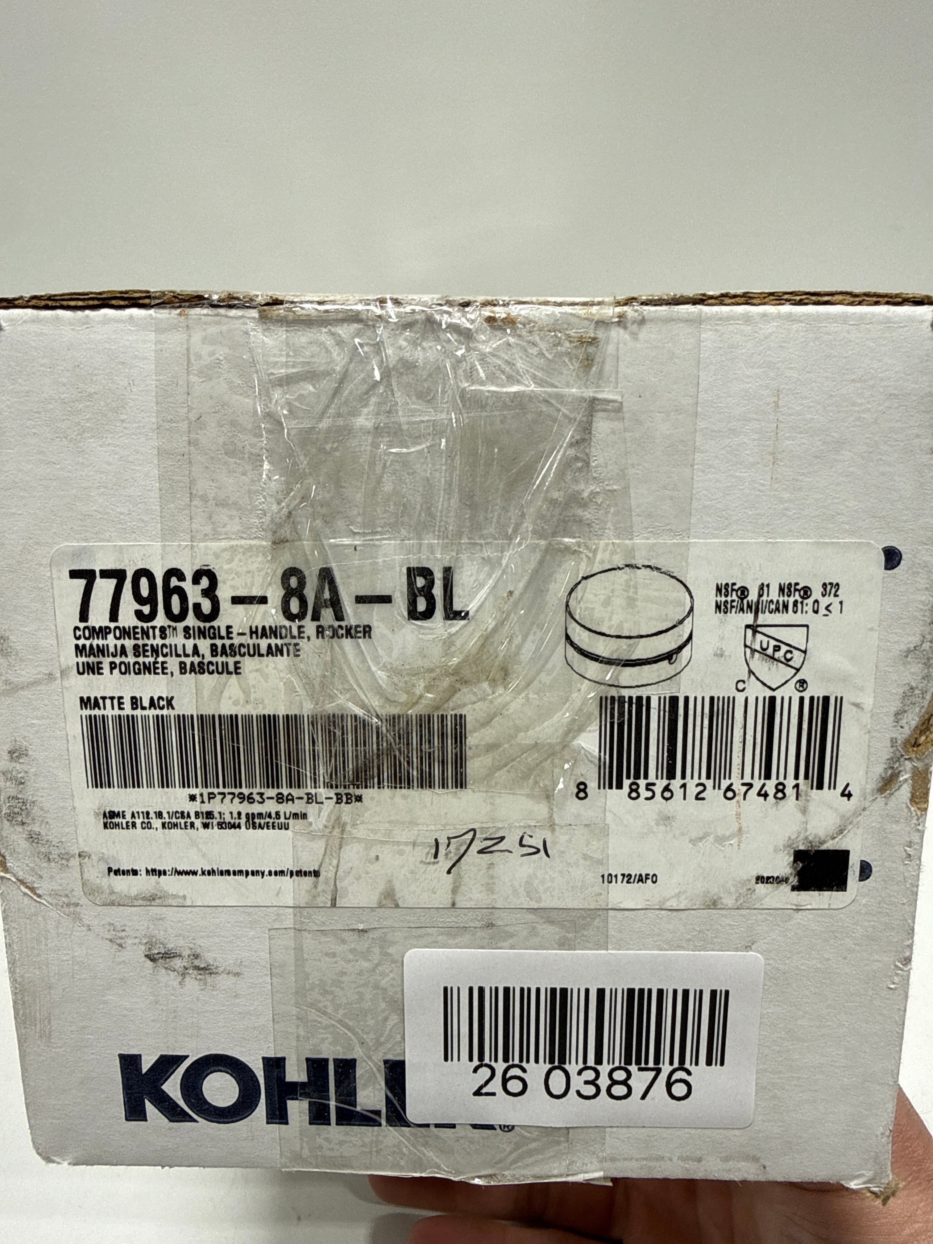 KOHLER 77963-8A-BL Components® Rocker bathroom sink faucet handle, Matte Black