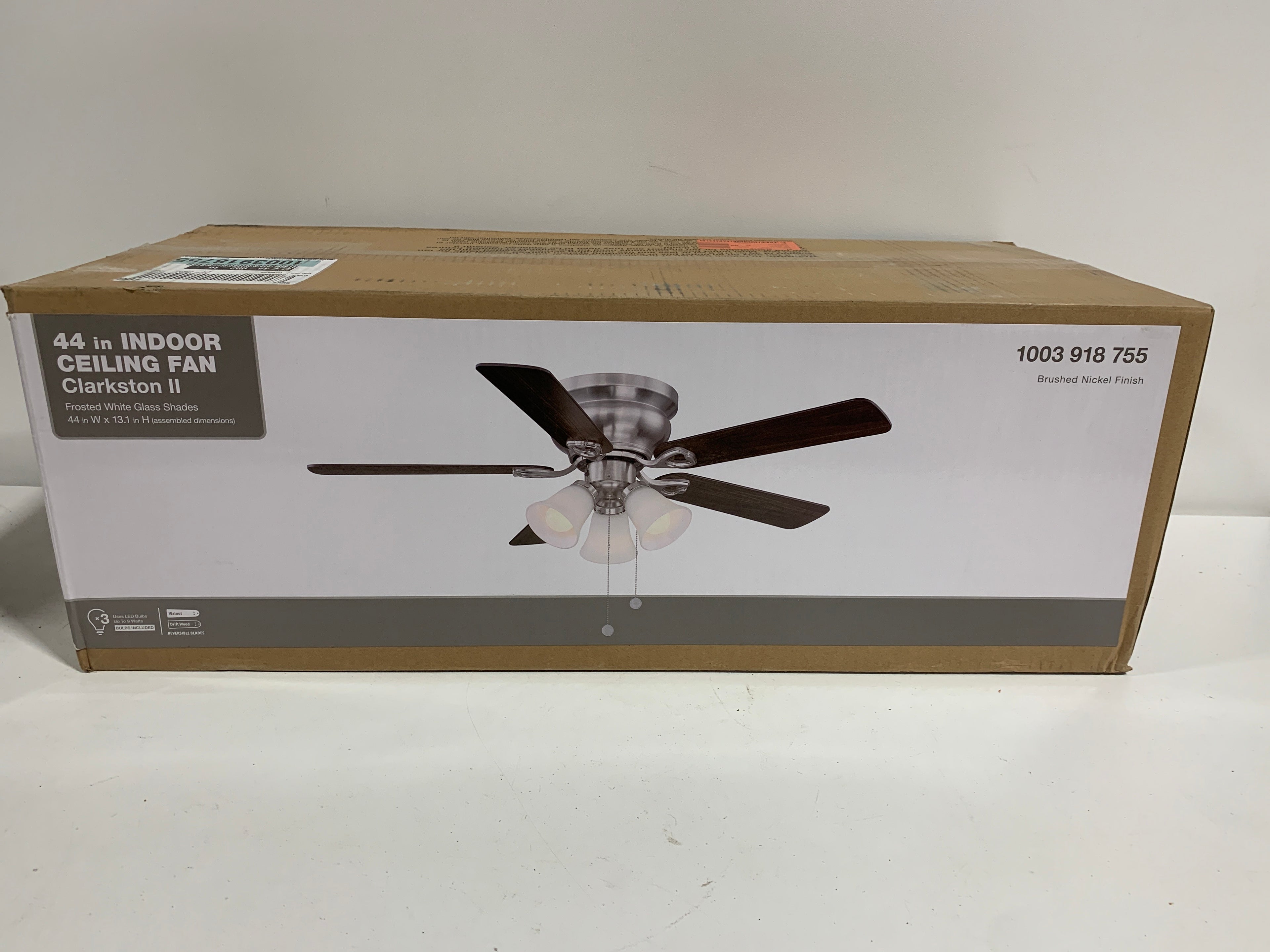 Clarkston II 44 in. LED Indoor Brushed Nickel Ceiling Fan with Light Kit - *Lighting & Electrical
