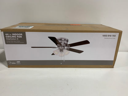 Clarkston II 44 in. LED Indoor Brushed Nickel Ceiling Fan with Light Kit