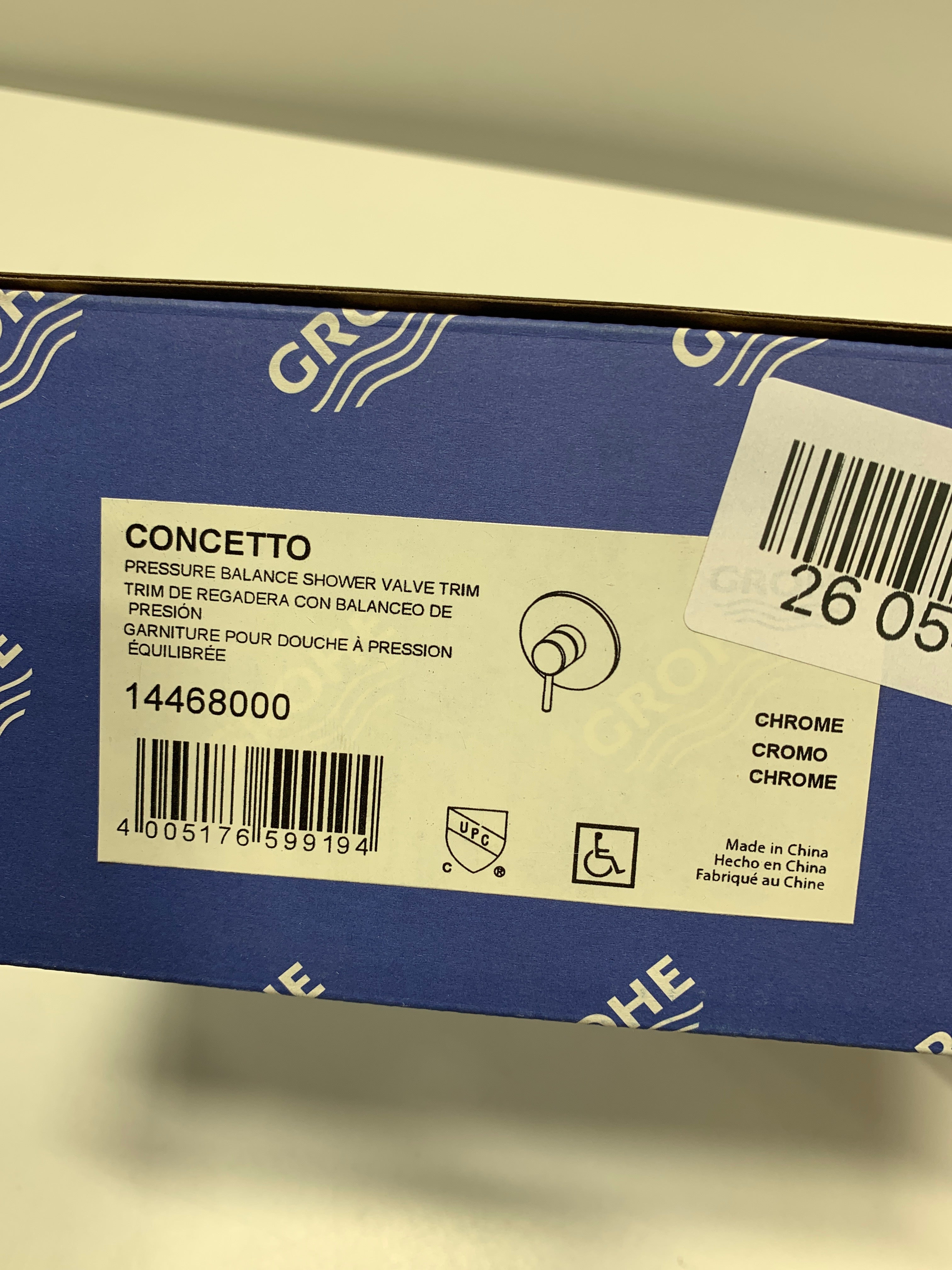 Grohe 14 468 Concetto Pressure Balanced Valve Trim Only with Single Lever Handle Starlight Chrome
