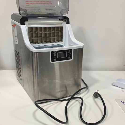 Used Insignia 44lb  Portable Clear Ice Maker with Auto Shut-off Stainless Steel
