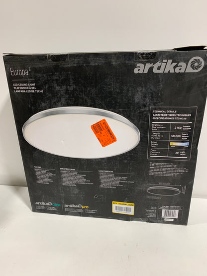 Europa 21 in. 1-Light Modern Silver Integrated LED 3 CCT Flush Mount Ceiling Light Fixture for Kitchen or Bedroom