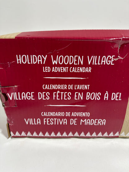 30" Holiday Wooden Village LED Advent Calendar