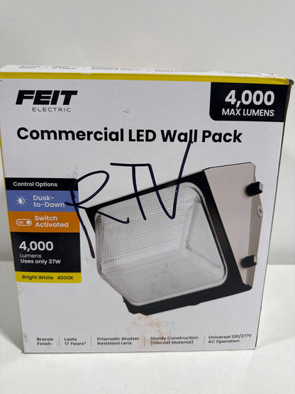 4000 Lumen Integrated LED Bronze Dusk to Dawn Commercial Wall Pack Light, 4000K
