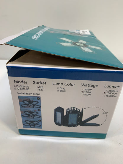 TANBABY Metal LED Garage Lights 2 Pack 150W 15000LM with 5+1 Multi-Position Panels Deformable E26/E27 Shop Light 6500K Daylight for Garage Basement