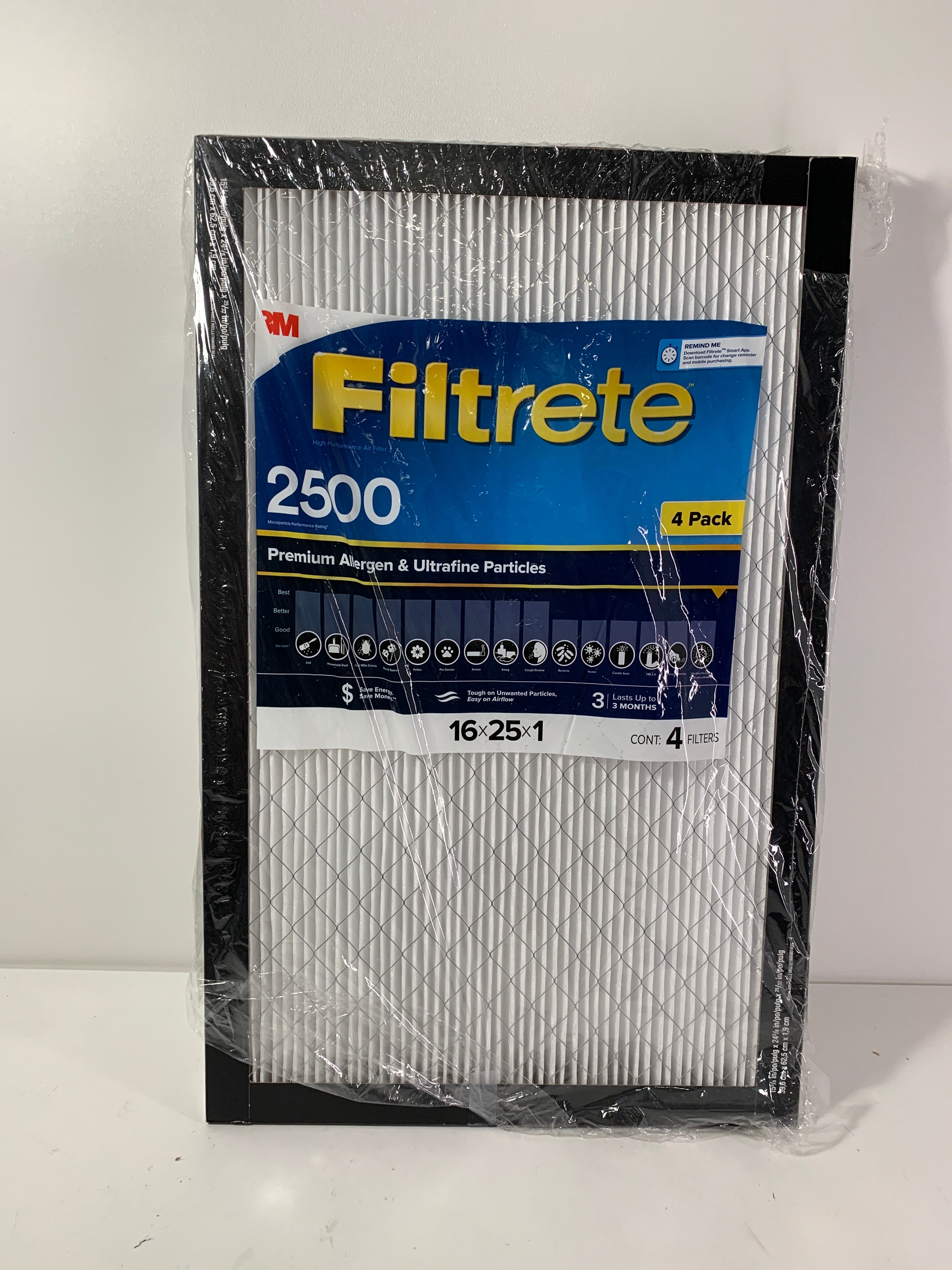 2 x 3M 2500 Series Filtrete 1 Filter 16 X 25 X 1