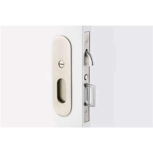 Emtek Narrow Oval 7-1/4 Inch Tall Privacy Mortise Pocket Door Lock for 1-3/8" Thick Doors Model: 2165US15138