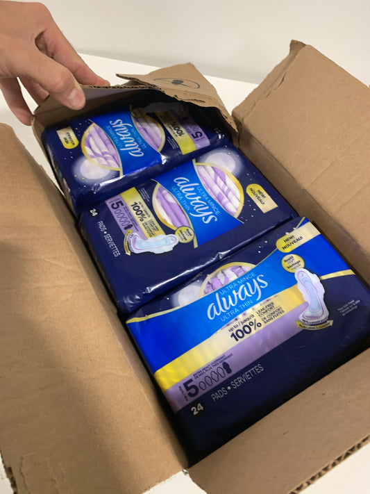 Always Always Ultra Thin Pads Size 5 Extra Heavy Overnight Absorbency Unscented with Wings, 72