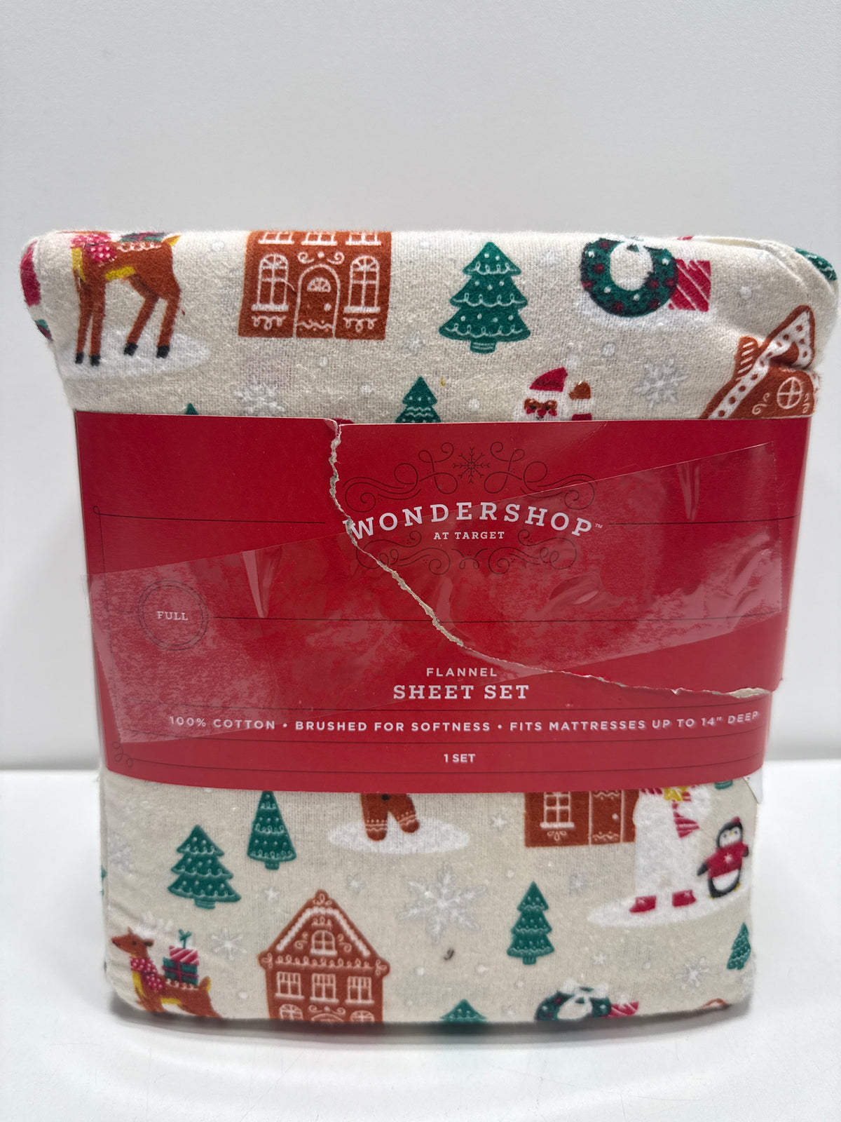 Full Christmas Flannel Sheet Set Gingerbread Scene - Wondershop - *Bedding