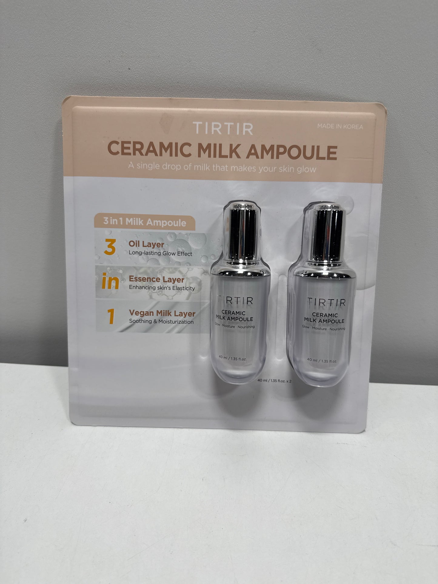 TirTir Ceramic Milk Ampoule, 1.35 Fluid Ounce / 40ml Each (Pack of 2)
