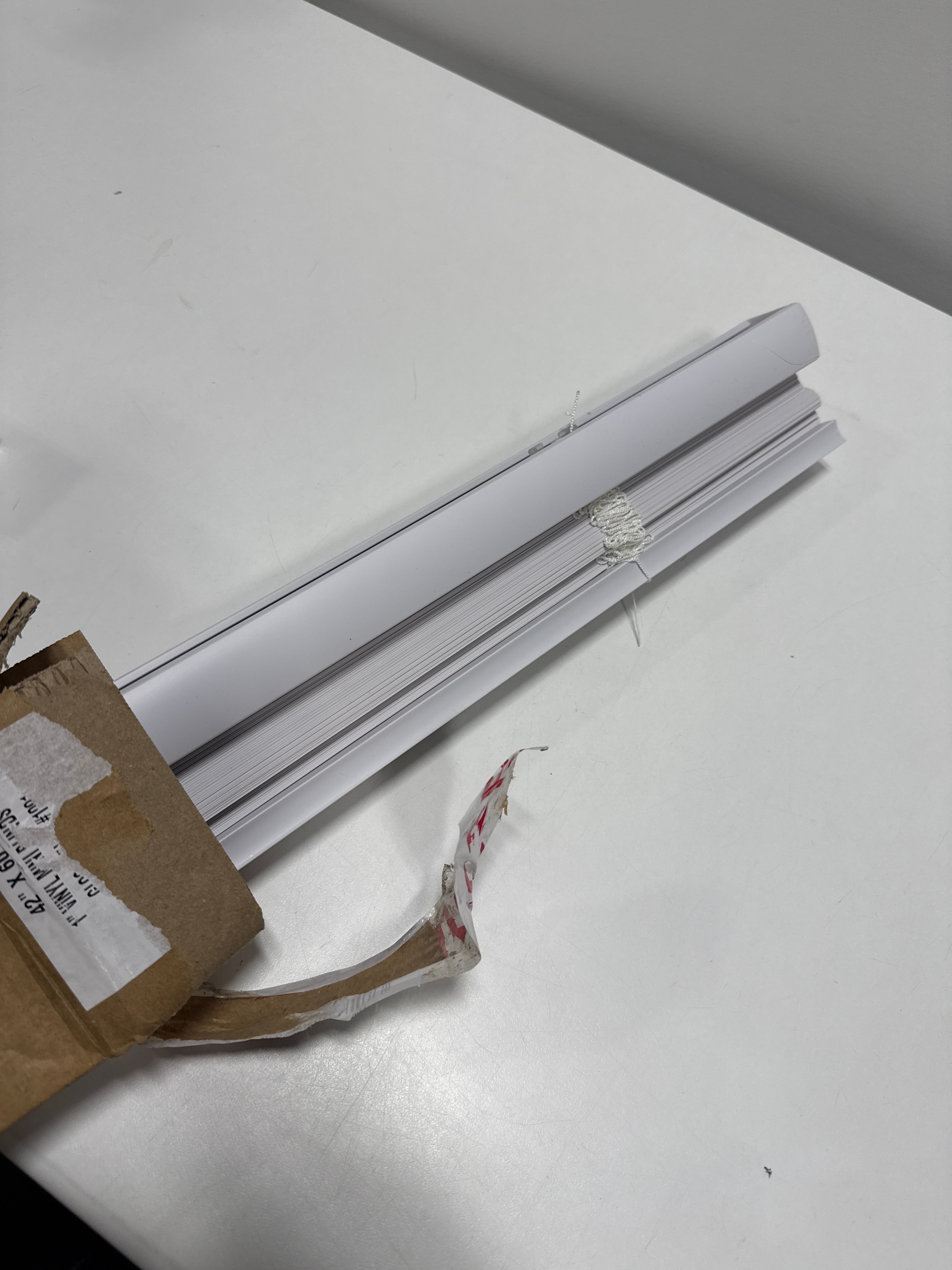 CHICOLOGY Cordless Mini Blinds for Indoor Windows, 42" W x 60" H, White Vinyl 1" Slats with Tilt Wand, Light Filtering to Room Darkening