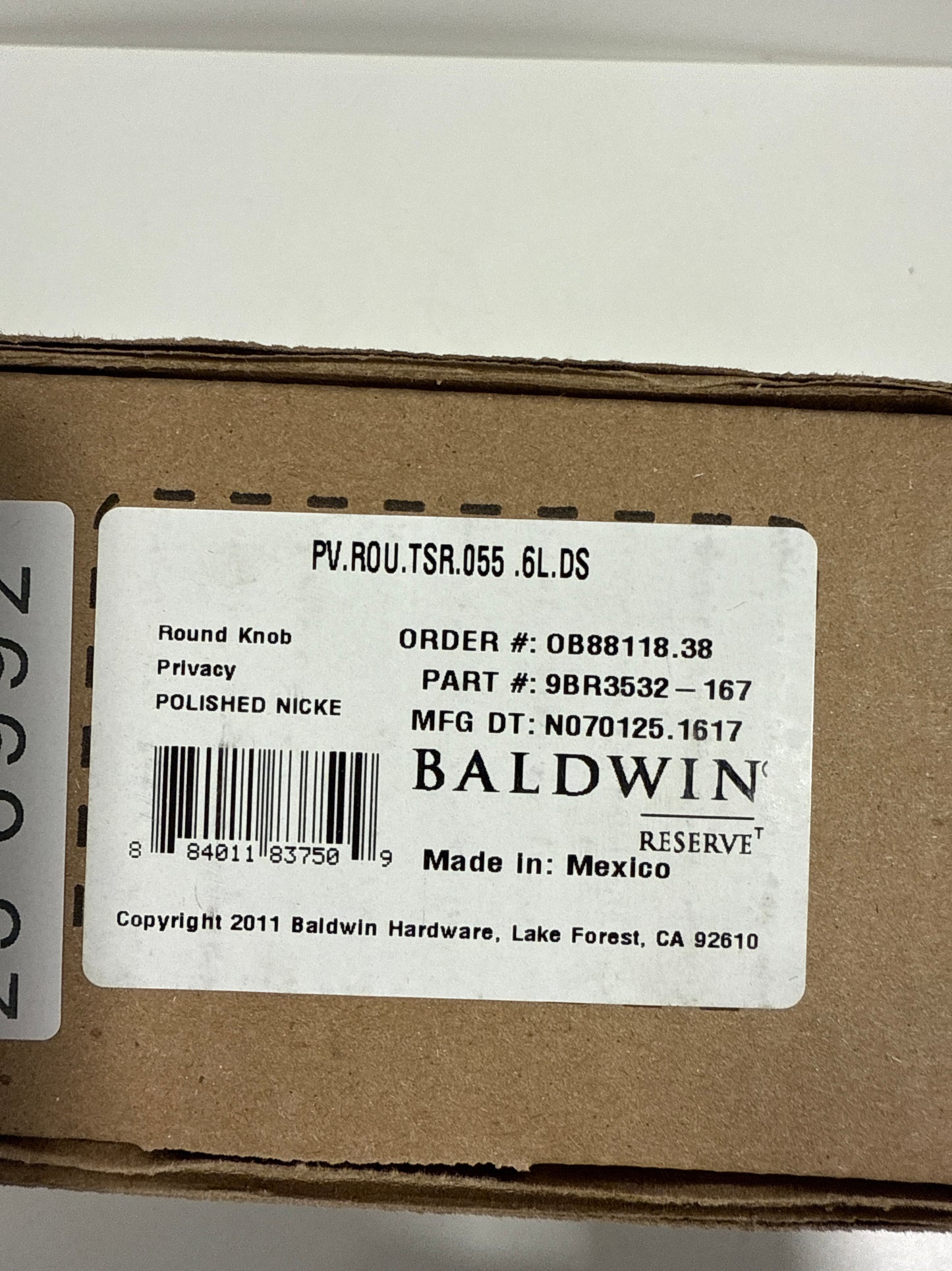 Baldwin Reserve Pvroutsr141 Privacy Round Knob and Traditional Square Rose Bright Nickel Finish