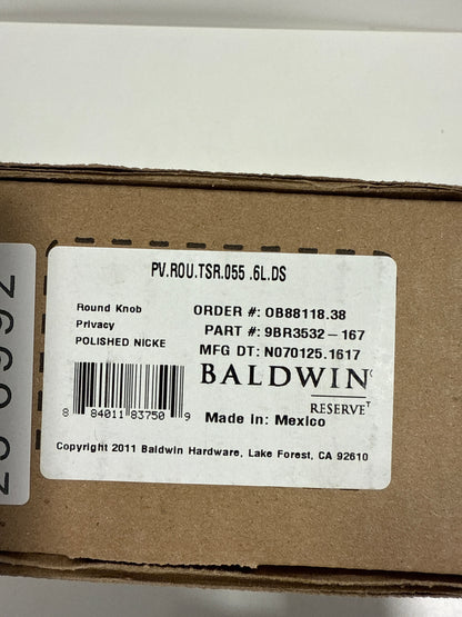 Baldwin Reserve Pvroutsr141 Privacy Round Knob and Traditional Square Rose Bright Nickel Finish