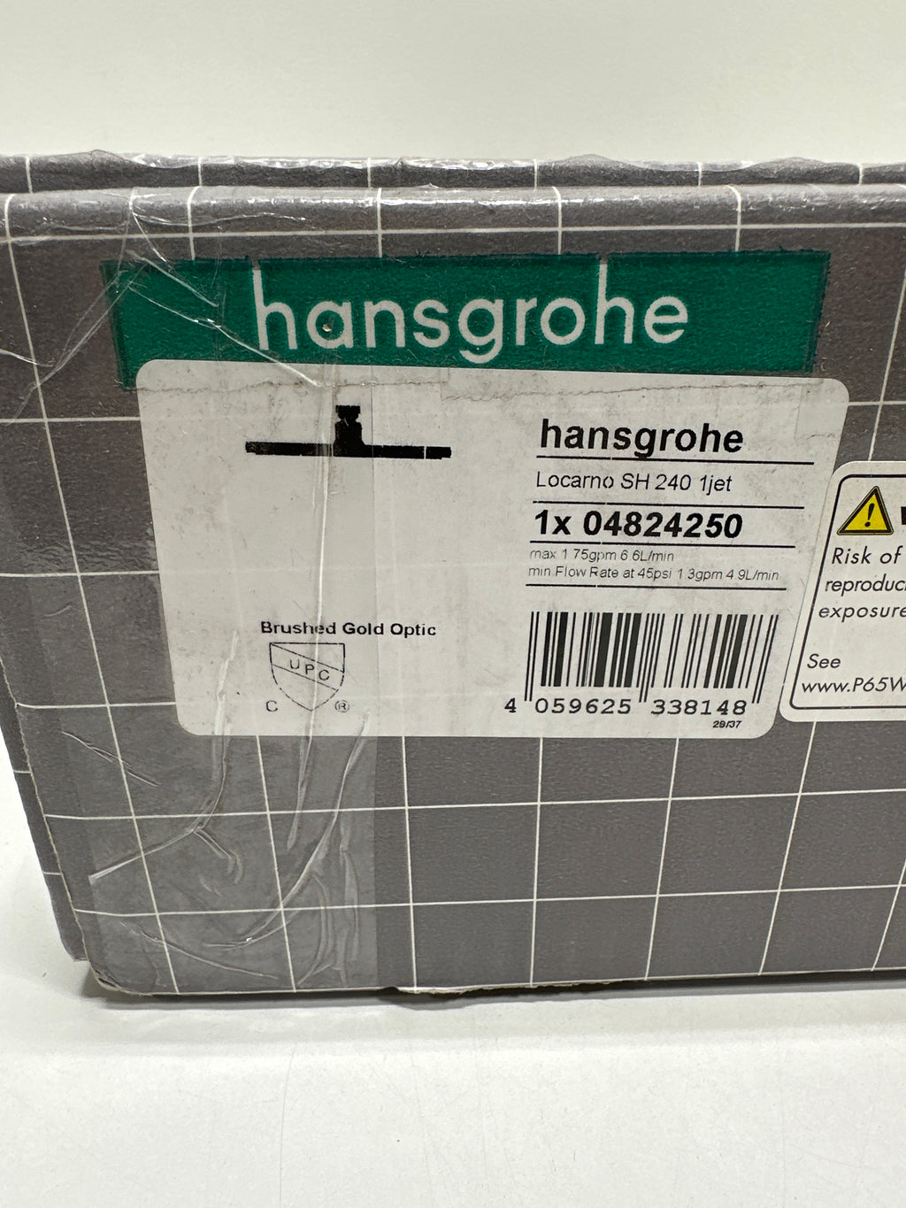 hansgrohe Locarno Showerhead 1-Spray with Easy Clean Nozzles in Brushed Gold Optic, 1.75 GPM Flow Rate, 04824250
