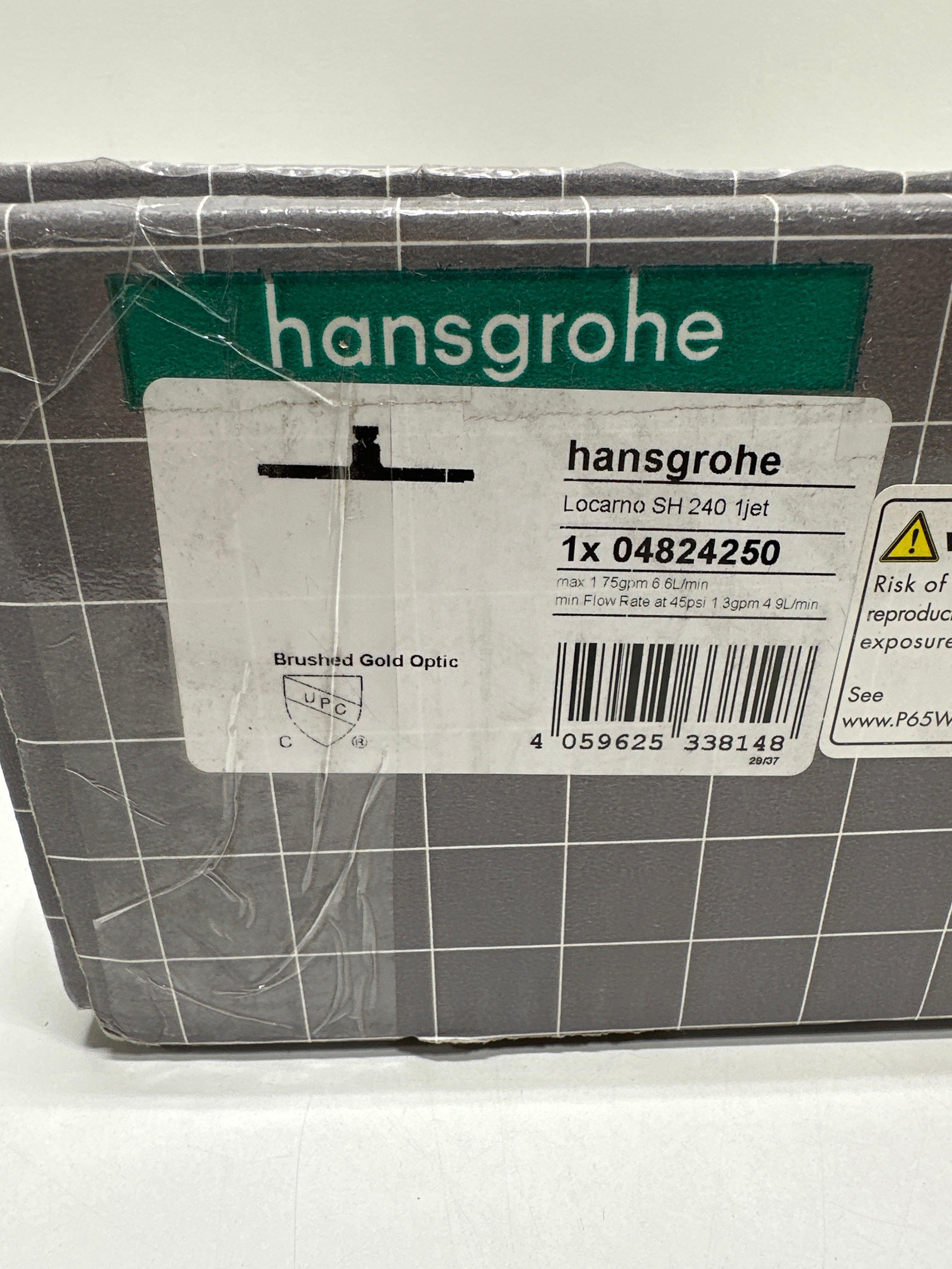 hansgrohe Locarno Showerhead 1-Spray with Easy Clean Nozzles in Brushed Gold Optic, 1.75 GPM Flow Rate, 04824250