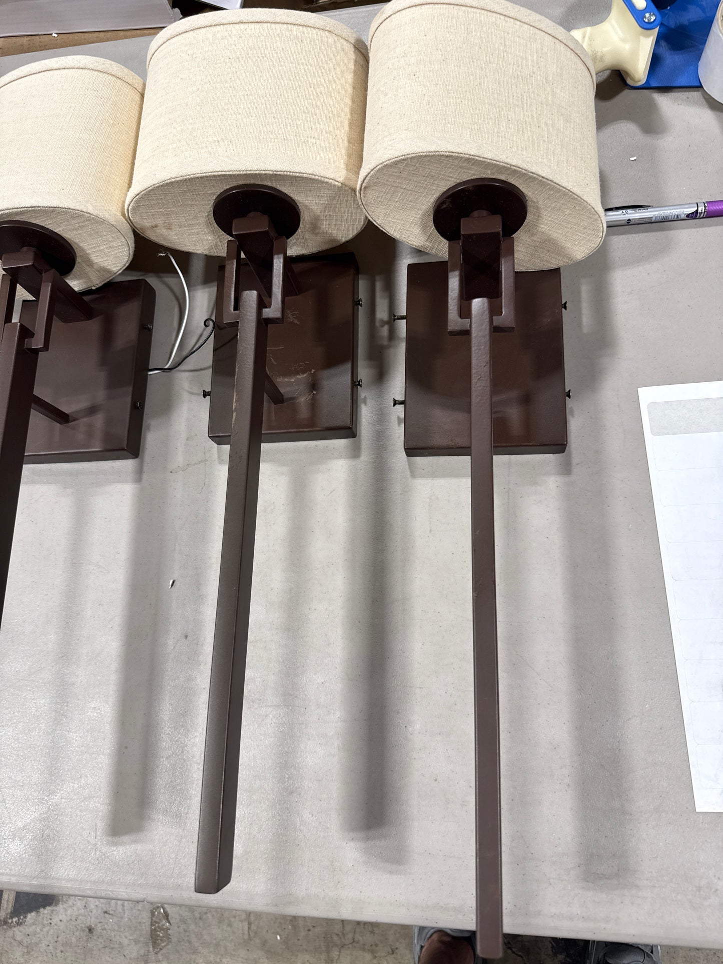 9 x Alpine ADA 1-Light Wall Sconce - Dark Bronze - Cream Linen Fabric Shade