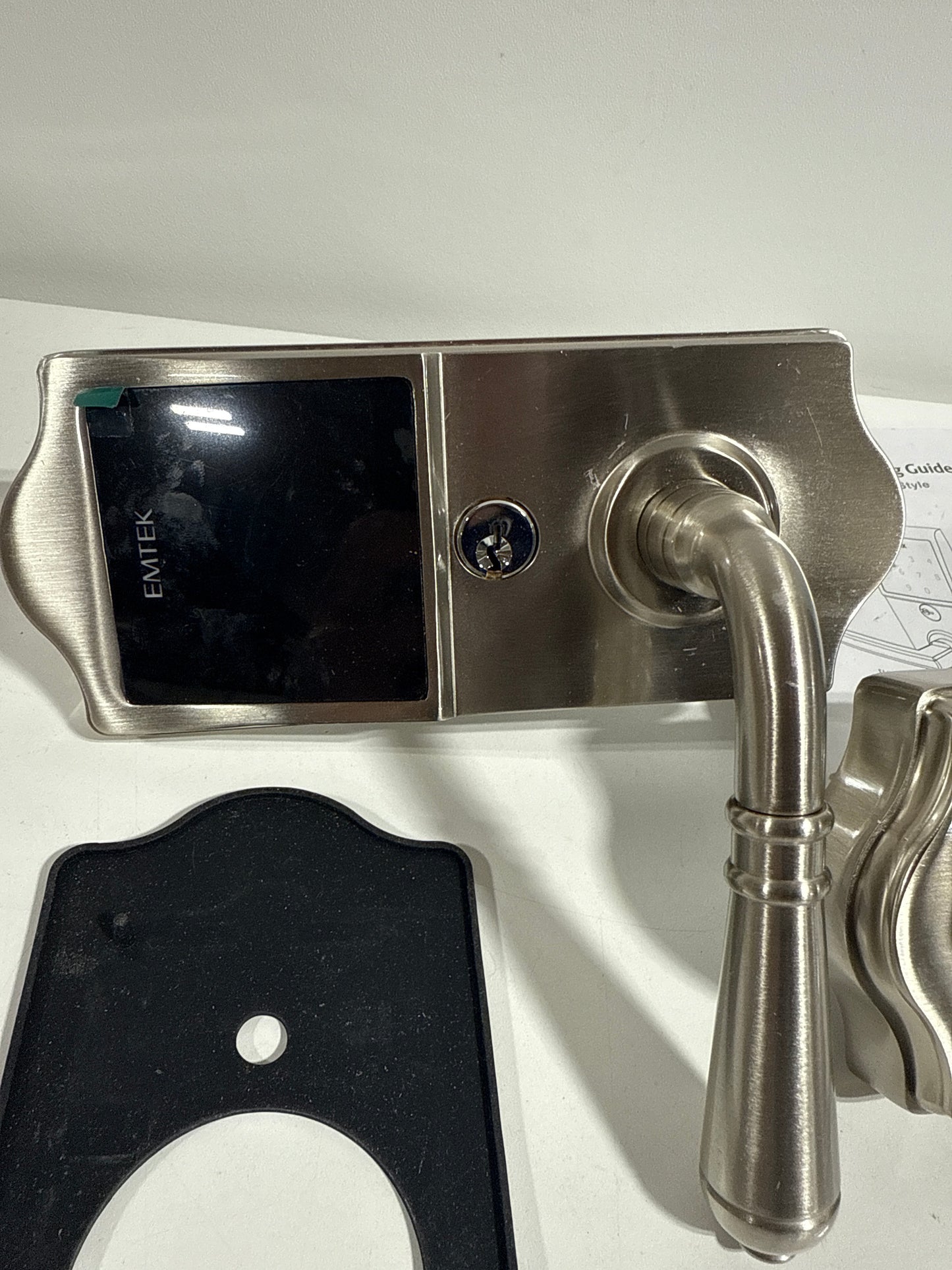 Used Emtek E4202US15 Satin Nickel EMTouch Classic Keypad Style Leverset with Storeroom/Gate Function