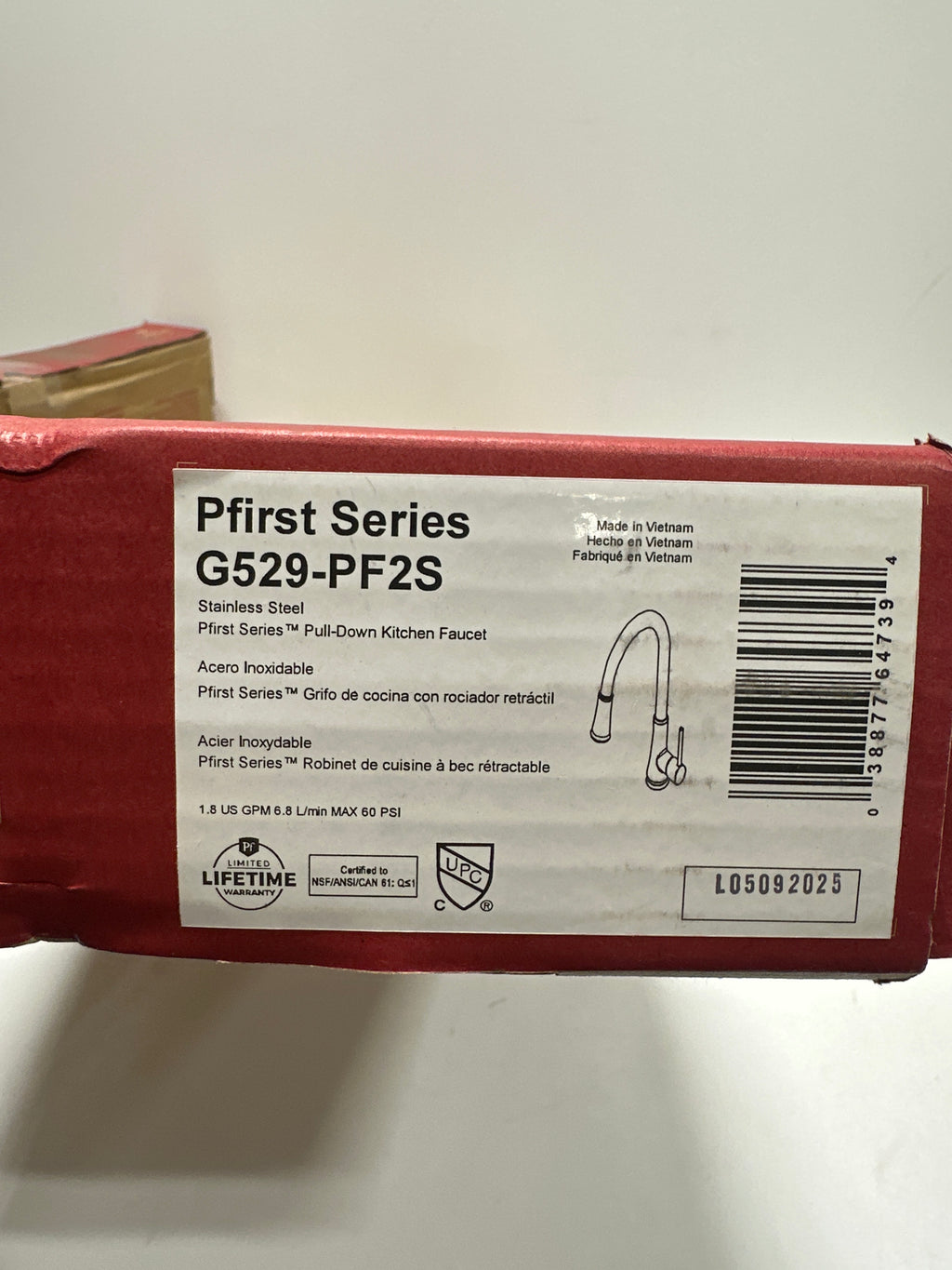 Pfister G529-PF2 Pfirst Series 1.8 GPM Single Hole Pull Down Kitchen Faucet Stainless Steel Faucet Kitchen Single Handle
