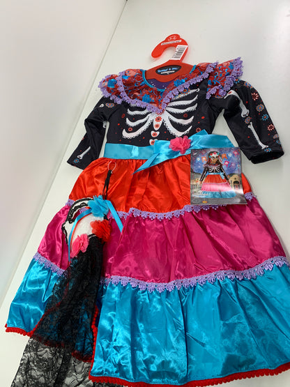 Dia de los Muertos Costume Kids  3-4 Princess Factory