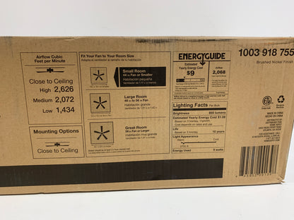 Clarkston II 44 in. LED Indoor Brushed Nickel Ceiling Fan with Light Kit