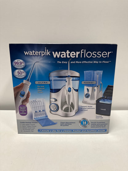 Waterpik Water Flosser, Nano Flosser, Deluxe Traveler Case, Tip Storage Case and 12 Accessory Tips Combo Pack