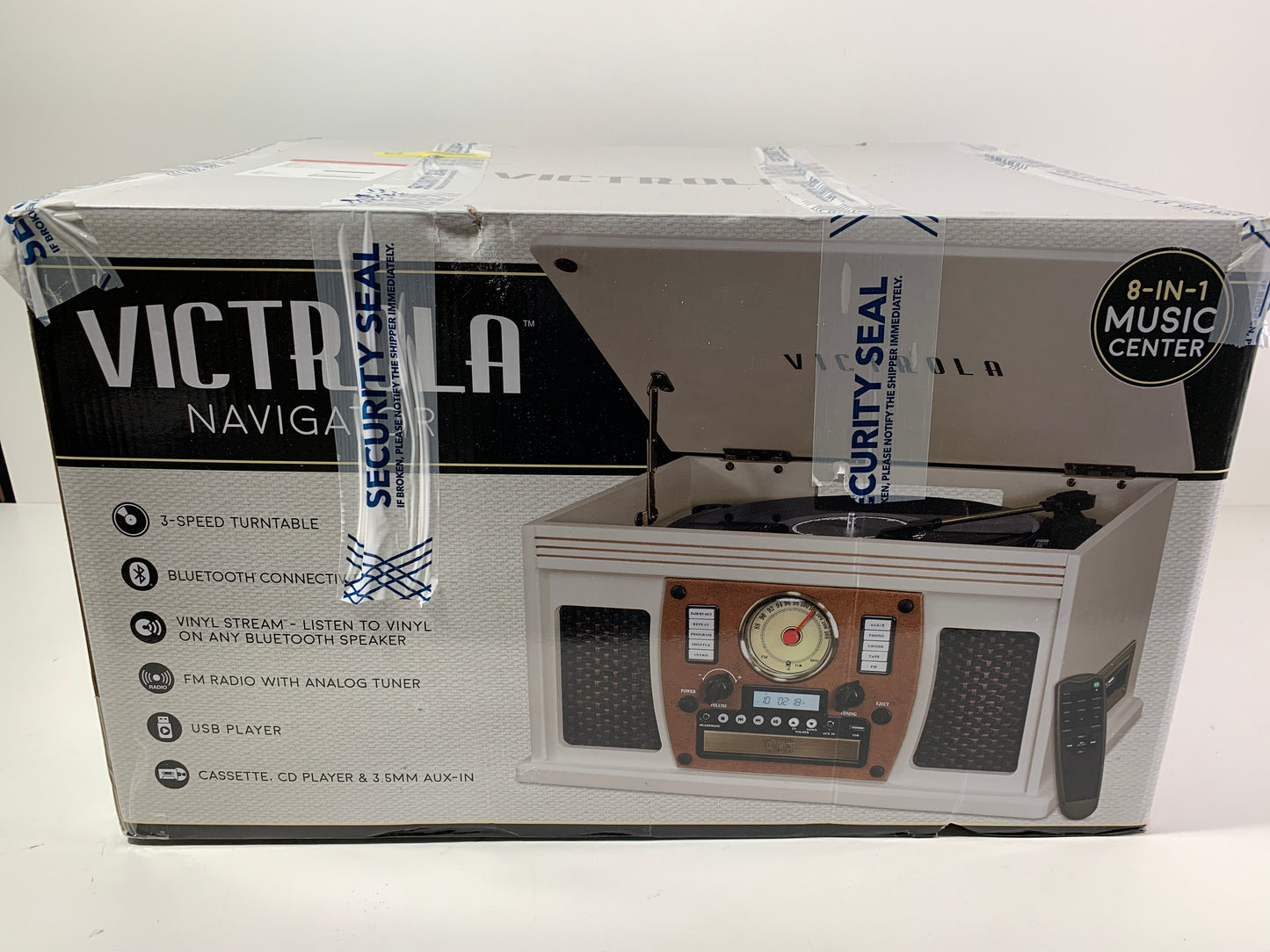 Victrola - Navigator 8-in-1 Classic Bluetooth Record Player with Turntable - Off White