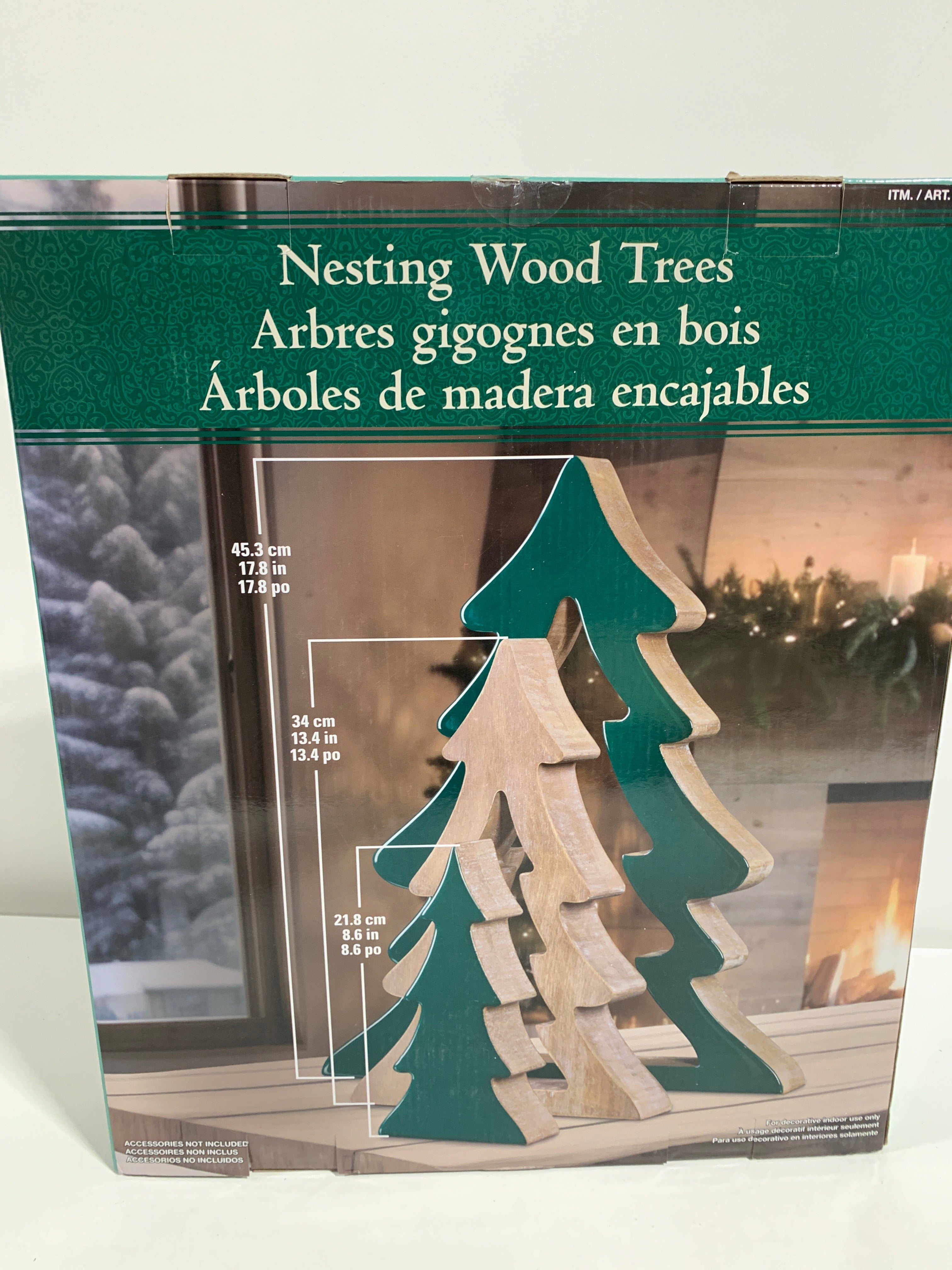 Kirkland Nesting Wood Trees 45cm Green - *Christmas & Seasonal