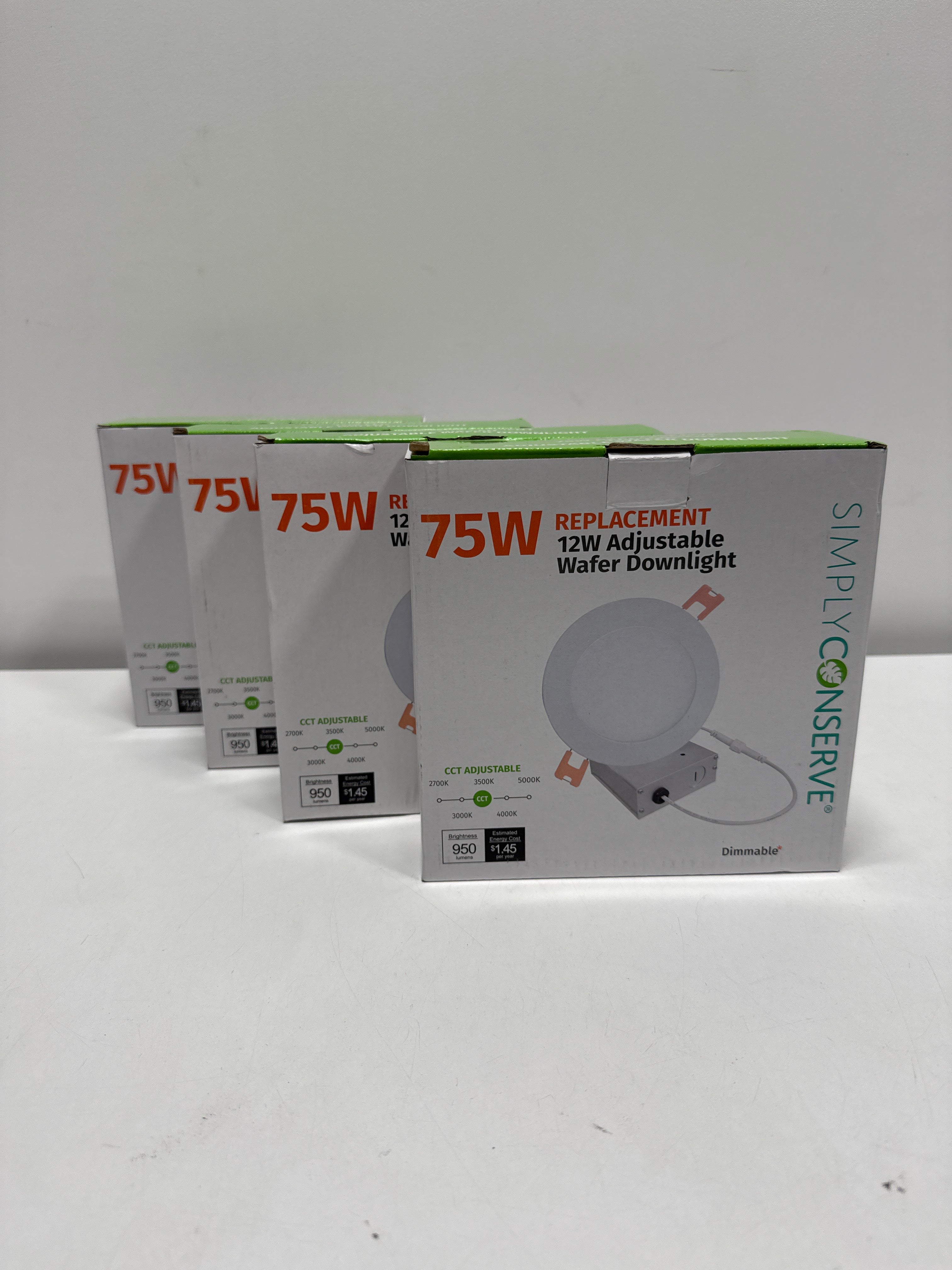 4 x Simply Conserve 6 in. Slim Downlight CCT Selectable LED Recessed Downlight with Remote J-Box