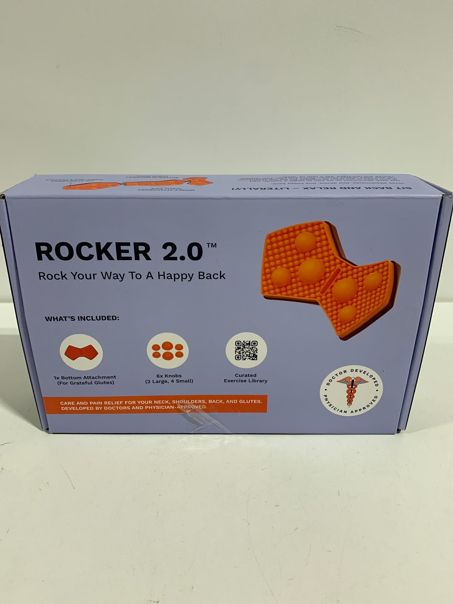 Rocker 2.0: Doctor-Developed for Full Back, Neck, Shoulder Pain Relief | Zero-Stress Neutral Spine | Tension Headaches + Migraines | Pressure Point Massage Tool (Upgraded)