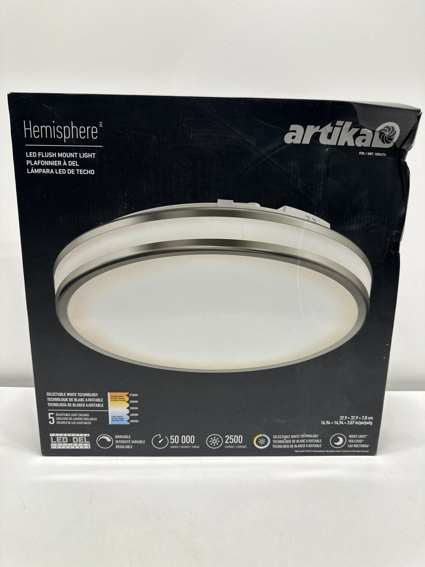 Artika Hemisphere 15” LED Flush Mount Light Fixture - Brushed Nickel - *Lighting & Electrical