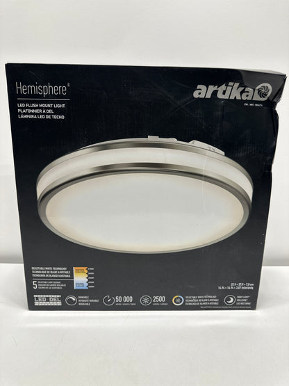 Artika Hemisphere 15” LED Flush Mount Light Fixture - Brushed Nickel - *Lighting & Electrical