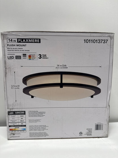 Flaxmere 14 in. Modern Matte Black Selectable 5 CCT Integrated LED Flush Mount