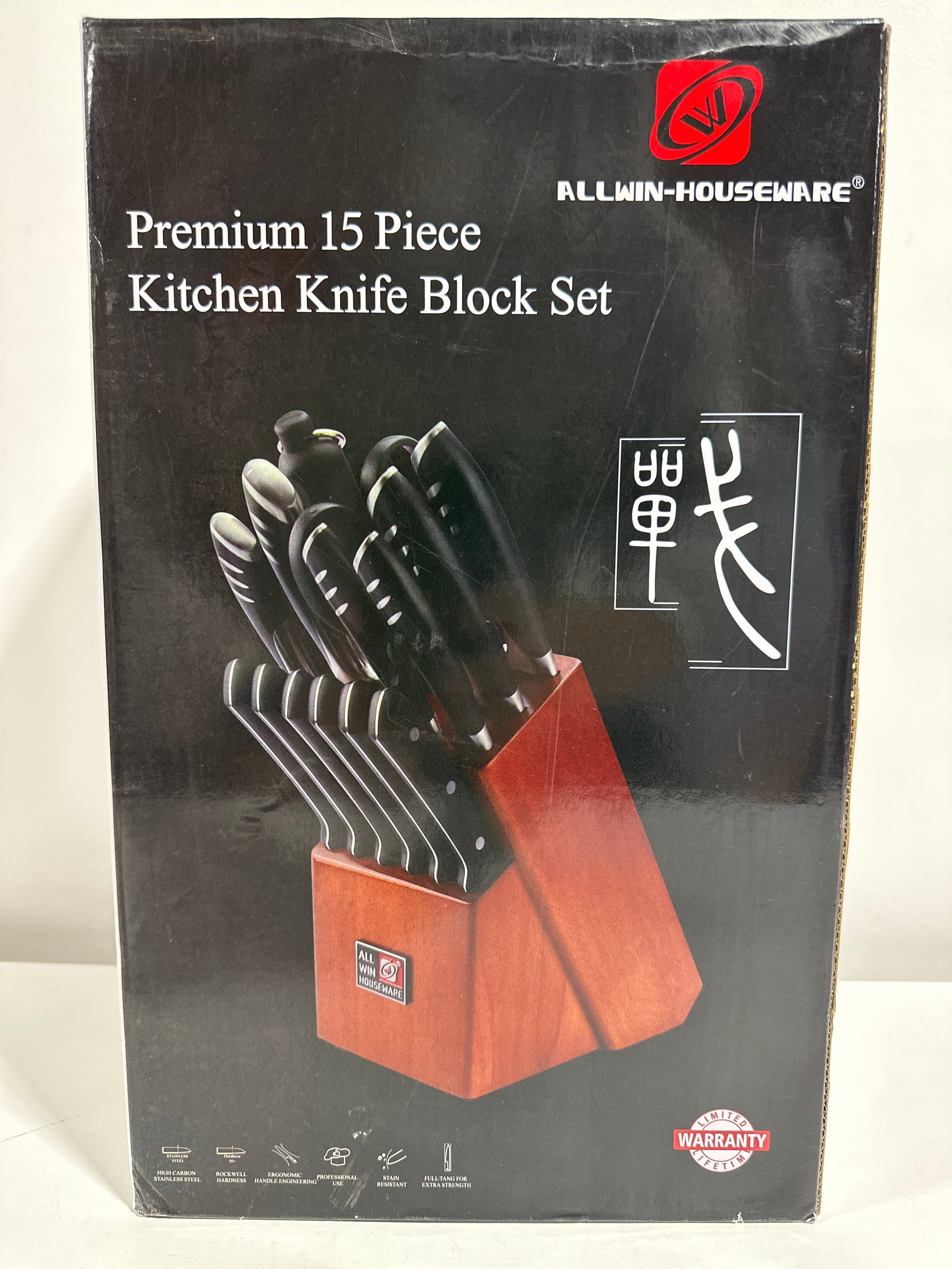 ALLWIN-HOUSEWARE Premium 15-Piece Kitchen Knife Block Set - *Kitchen & Dining