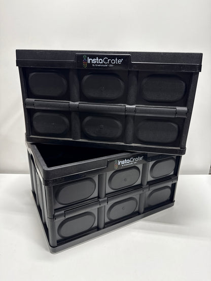 2 Used GreenMade InstaCrate Collapsible Storage Bin, 12 Gallon Black