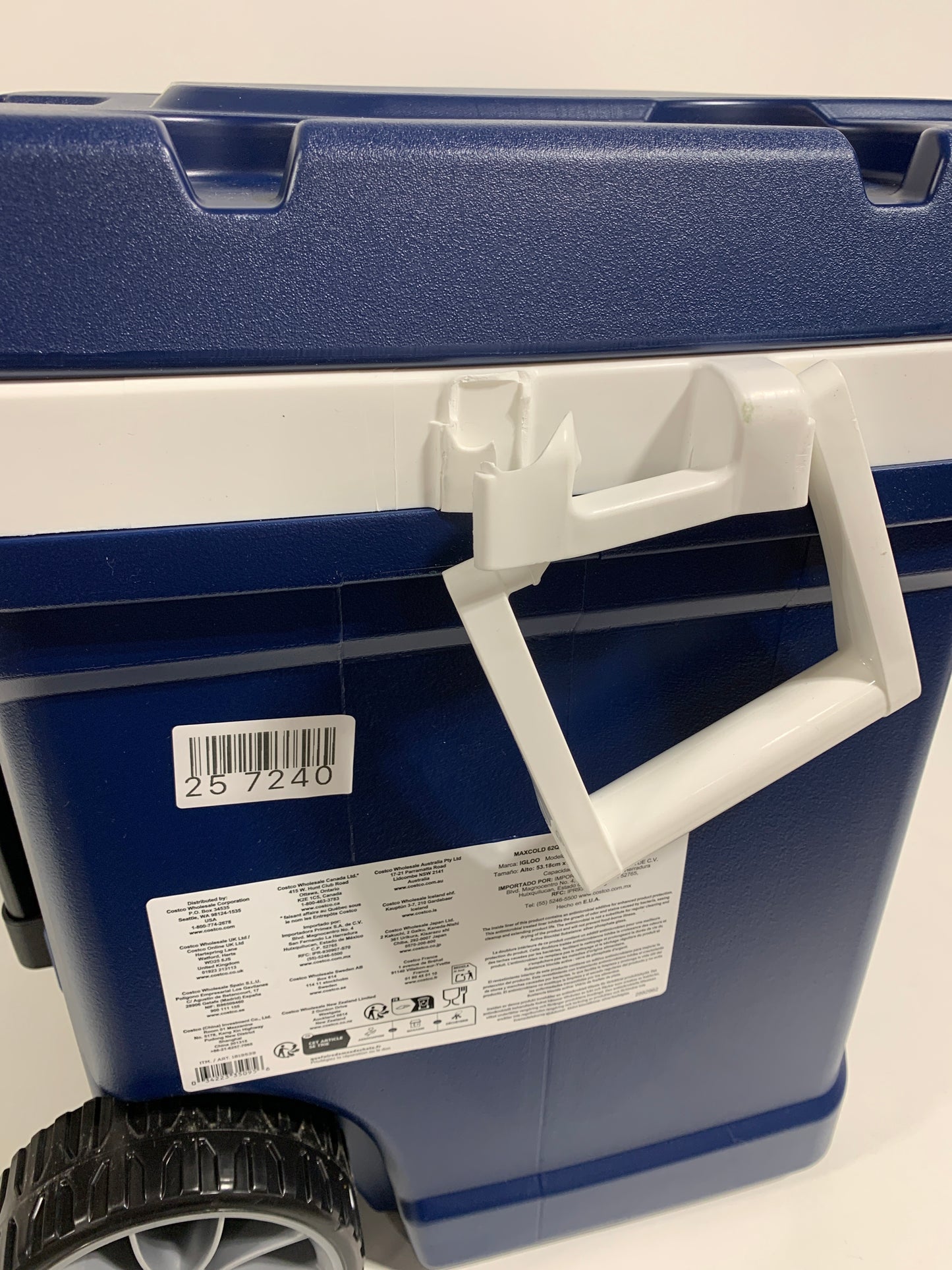 Used See Desc IGLOO MaxCold 58 Litre (62 US QT) Roller Cool Box Ice Cooler 98 Cans