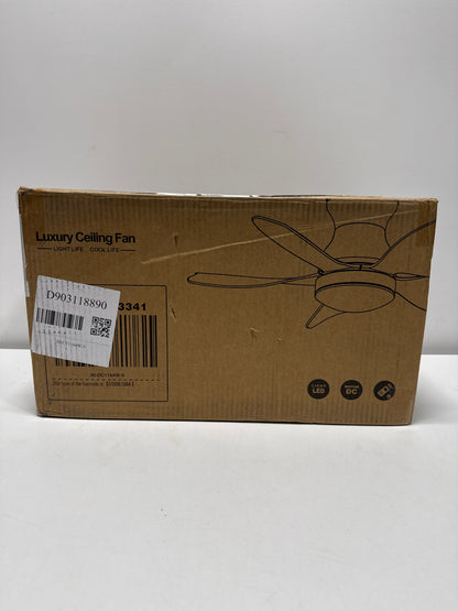 Pudo 30 in. Integrated LED Indoor White Lighting Ceiling Fan with 5 White Blades