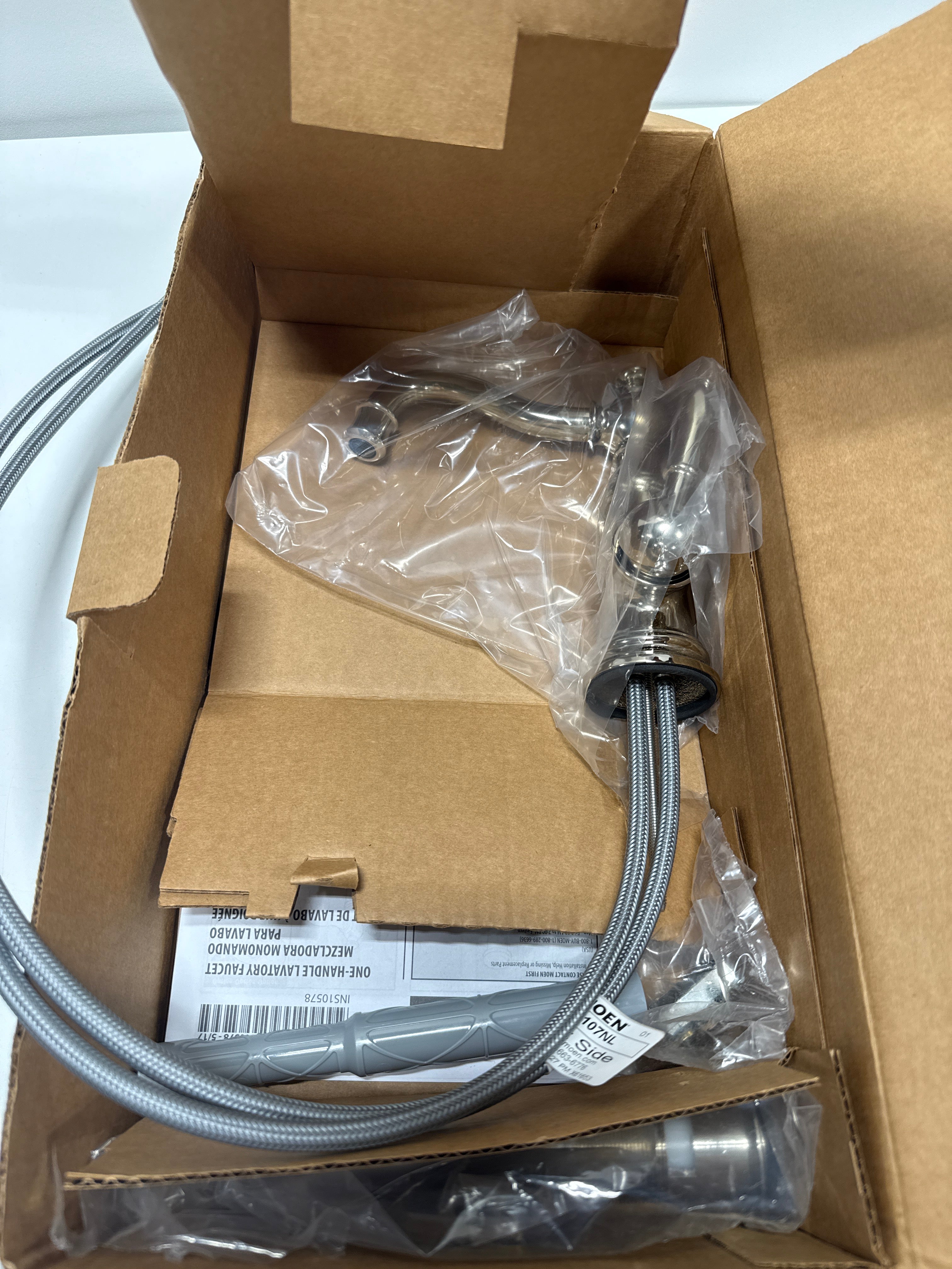 Moen S42107NL Weymouth Single Handle Monoblock Bathroom Sink Faucet in Polished Nickel